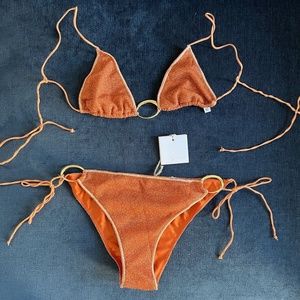 Oséree Lumire o-kini bikini set sparkly orange NEW WITH TAGS